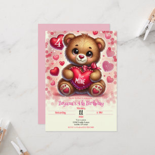 Convite Urso de pelúcia do Dia dos Namorados de coração ve