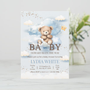 Convite Urso de Pelúcia Editable Churrasco de Bebê Mal Pos