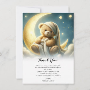 Convite Urso de Pelúcia na Lua Luz Estrelas Chã de Bebê
