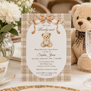 Convite Urso de pelúcia neutro em gênero para baby shower