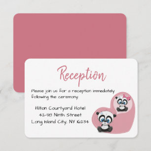 Convite Urso de Pelúcia Panda Coração Rosa Recepção de Cas
