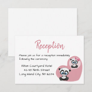 Convite Urso de Pelúcia Panda Coração Rosa Recepção de Cas