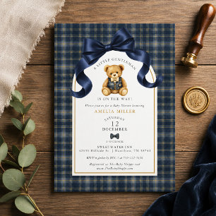 Convite Urso de pelúcia Plaid Polo Pequeno Cavalheiro Chur