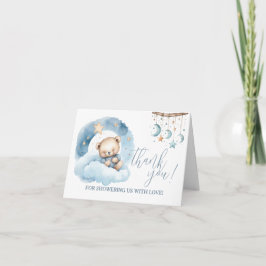 Convite Urso de Teddy Dormindo em uma Nuvem Obrigado Nota 