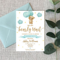 Urso de Teddy e Chá de fraldas de Balões Azuis