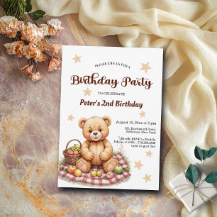 Convite Urso de Teddy na Festa de segundo aniversário de P