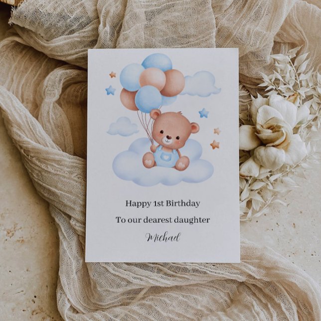 Convite Urso de Teddy primeiro aniversario (1st Birthday Cute Teddy Bear Invitation)