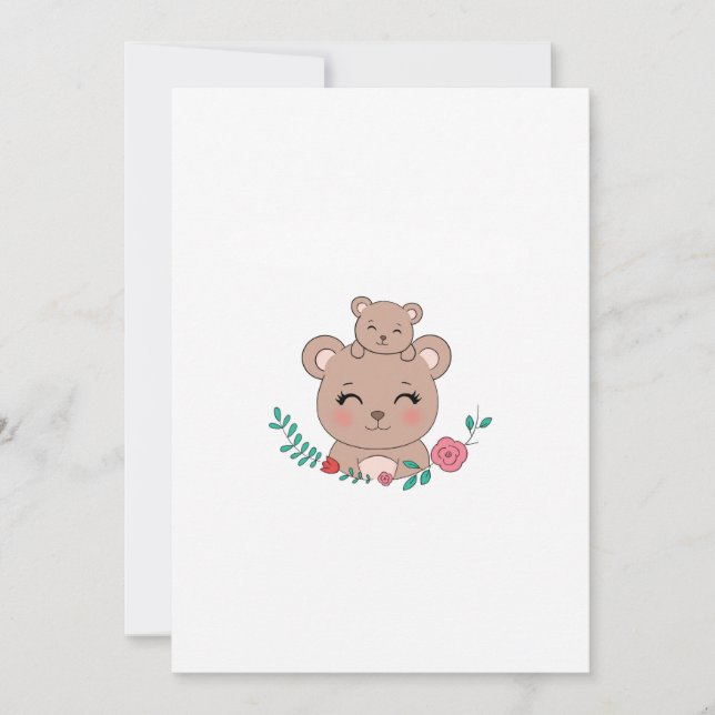 Convite Urso, design de urso fofo (Frente)