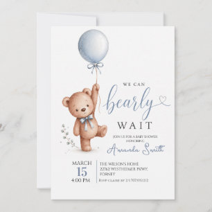Convite Urso em Aquarela Aguarda com Ansiedade Urso de Pel