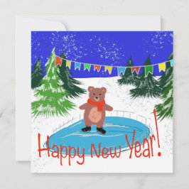 Convite Urso engraçado patinando