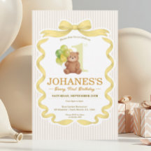 Urso Faixa de Fita Dourada Beary Primeiro Aniversá