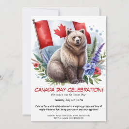 Convite Urso Grizzly poderoso e canadense | Dia do Canadá
