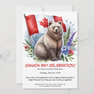 Convite Urso Grizzly poderoso e canadense   Dia do Canadá