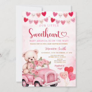 Convite Urso Namorado Doce De São Valentim Caminhão Rosa C