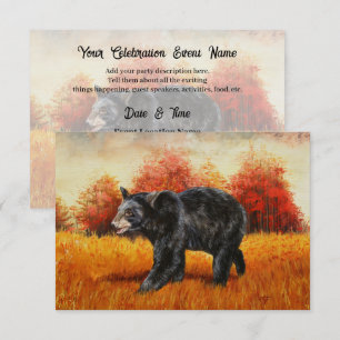 Convite Urso Negro na Floresta do outono