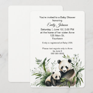 Convite Urso Panda Com Filhote