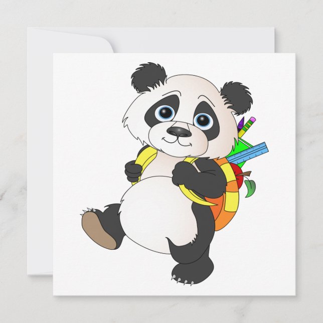 Convite Urso Panda com mochila (Frente)