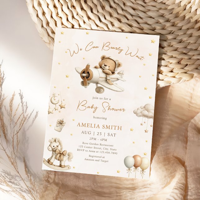 Convite Urso Pardo Mal Podemos Esperar Avião de Urso de Pe (Criador carregado)