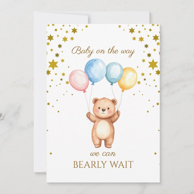 Convite Urso Personalizado com balões (Frente)