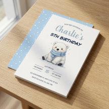 Urso Polar Aquarela com Cachecol Aniversário de In