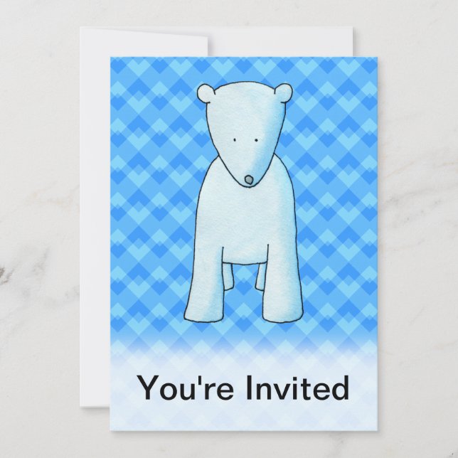 Convite Urso polar de bebê bonito. (Frente)