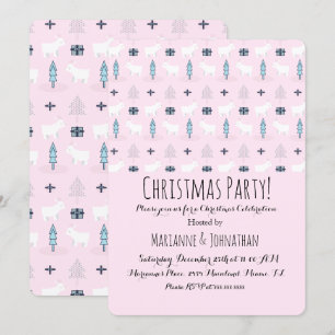 Convite Urso Polar de NatalApresenta o Padrão de Árvores