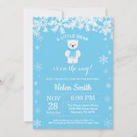 Urso Polar Inverno Azul Menino Chuvada de Bebê Flo