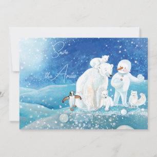 Convite Urso Polar, Raposa, Pinguim & Boneco de Neve Salva