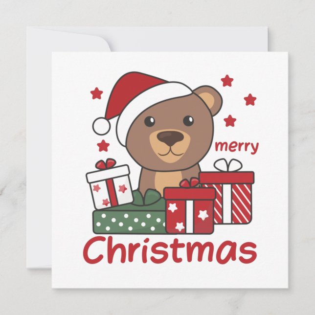 Convite Urso Presente De Natal Animais De Inverno Ursos (Frente)