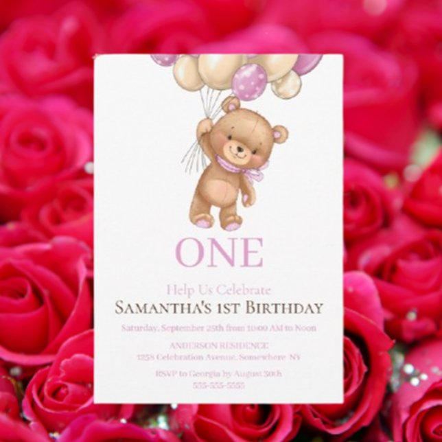 Convite urso primeiro aniversario feliz (Sweet Teddy Bear Baby Shower Invitations)
