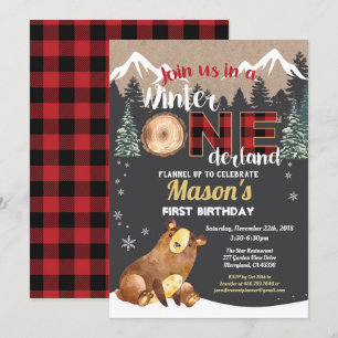 Convite Urso, primeiro aniversário, planador vermelho