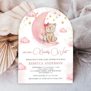Convite Urso Rosa Espera Arco de Urso Rosa Baby Shower