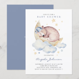 Convite Urso Sonolento com Aquarela É um Chá de fraldas