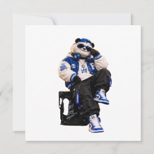 Convite Urso Teddy de Hip Hop Legal com Botão de Costas Re