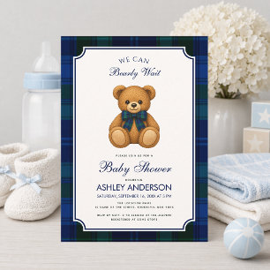 Convite Urso Teddy Elegante Churrasco de Bebê Mal Podemos