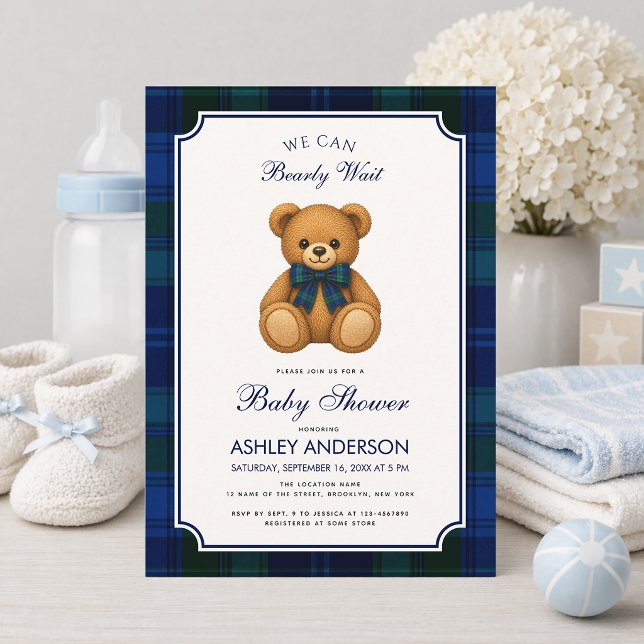 Convite Urso Teddy Elegante Churrasco de Bebê Mal Podemos  (Criador carregado)
