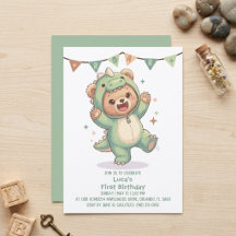Urso Teddy Fofo Dinossauro | Aniversário de 1 ano 
