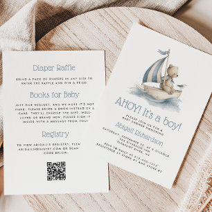 Convite Urso Teddy Náutico Fofo Código QR Churrasco de Beb