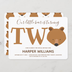 Convite Urso Transformando Dois Animais Segundo Aniversári