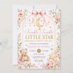 Convite Urso Twinkle Twinkle Little Star 1º Aniversário