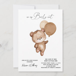 Convite Urso Urso Brown Aguarda Churrasco de Bebê