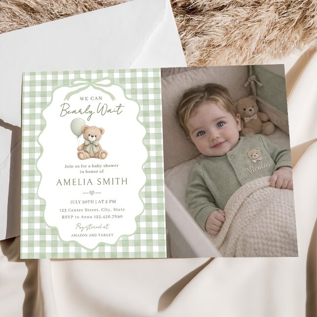 Convite Urso Verde Mal Podemos Esperar Foto de Chuvinha de (Criador carregado)