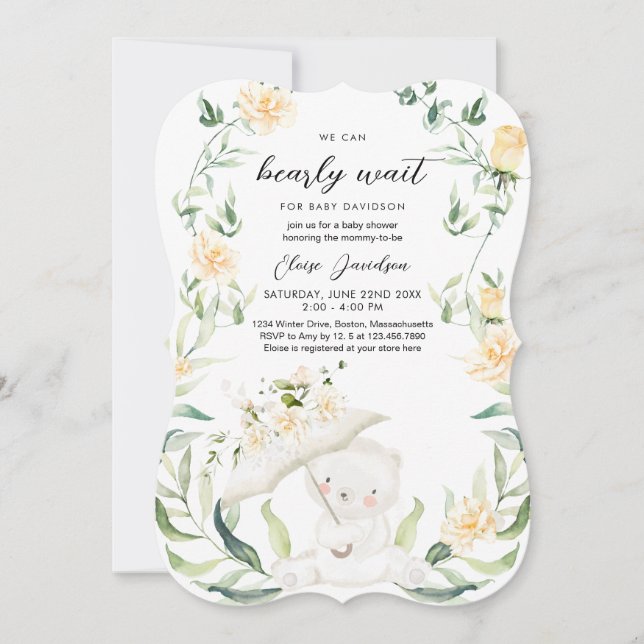 Convite Urso Verde Sexo Amarelo Neutro Chá de fraldas I (Frente)