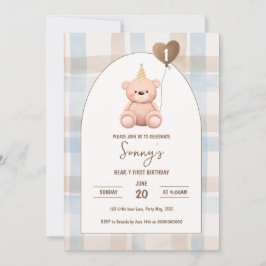 Convite Urso-y Primeiro Aniversário Festa 1rua Boho Urso M