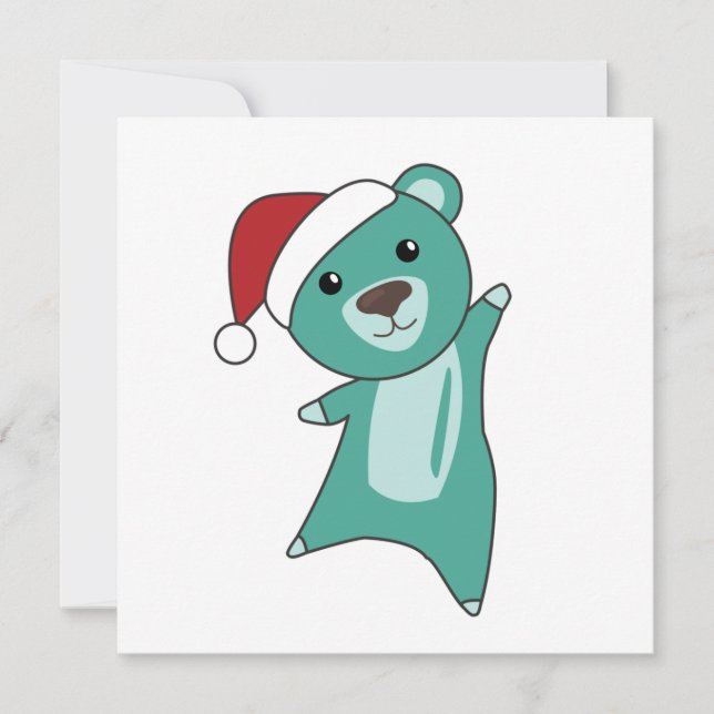 Convite Ursos Coloridos Feliz Natal Animais de Inverno Urs (Frente)