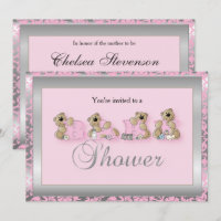 Ursos de Prata e Damasco Rosa | Chá de fraldas