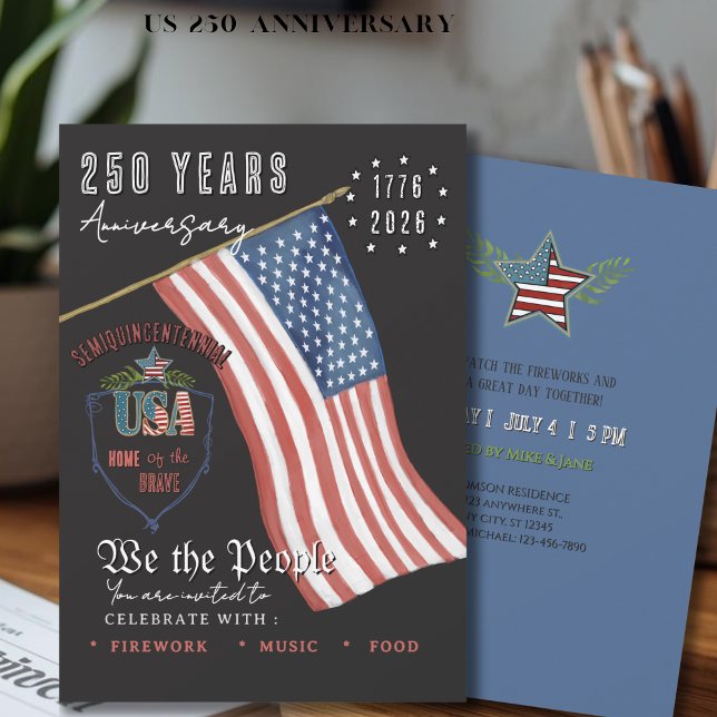 Convite US 250 Patriotic We the People Patriotic (US 250 Semi-Quincentennial We the People Patriotic Invitation)