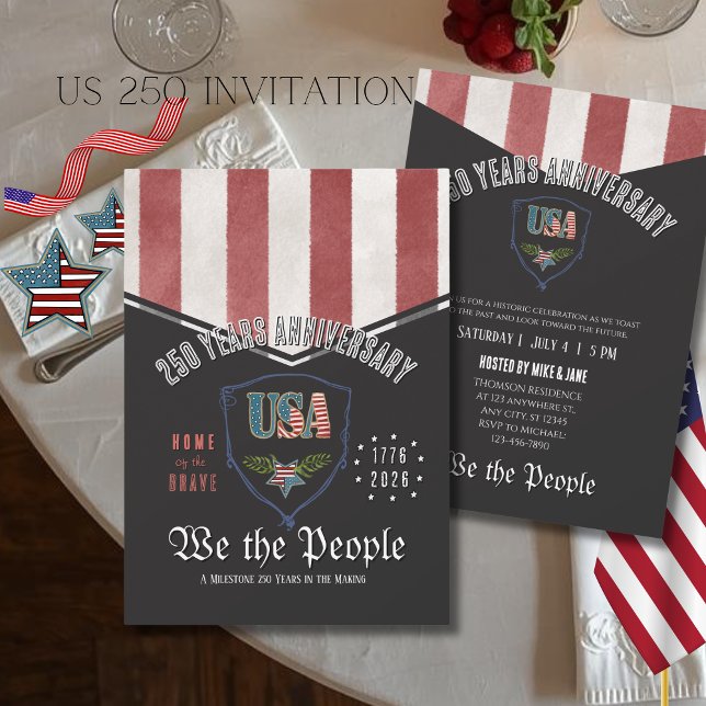 Convite US 250 We the People Patriotic Anniversary  (US 250 We the People Patriotic Anniversary Invitation)
