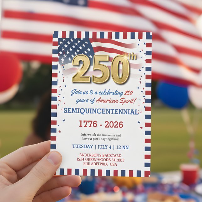 Convite US 250 Years Anniversary Party Invitation (Criador carregado)