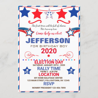 CONVITE US BIRTHDAY BOY ELECTION BIRTHDAY INVITATION